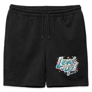 Vibrant Inspirant 'Level up now !' Conception du devis - Short de survêtement homme premium - noir - Devant - AI Model Male 178 light (178cm)