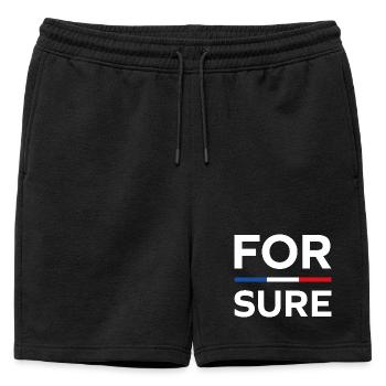macron For sure - Mens' Premium Organic Sweatshorts - black - Front - AI Model Male 178 light (178cm)