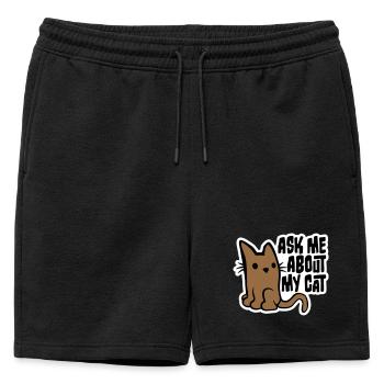 Demandez-moi pour mon chat Chat Amour des animaux Animaux - Short de survêtement homme premium - noir - Devant - AI Model Male 178 light (178cm)