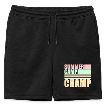 Summer Camp Champ Fun Kids Outdoor Adventure - Mens' Premium Organic Sweatshorts - black - Front - AI Model Male 178 light (178cm)