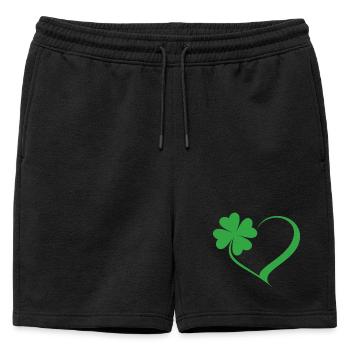 Green Shamrock Heart Design - Mens' Premium Organic Sweatshorts - black - Front - AI Model Male 178 light (178cm)
