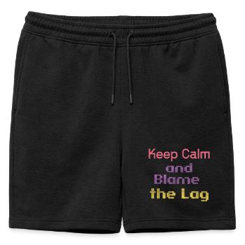 keep calm and blame the lag - Mens' Premium Organic Sweatshorts - black - Front - AI Model Male 178 light (178cm)