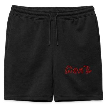 GenZ Graffiti Rot - Männer Premium Organic Sweatshorts - Schwarz - Vorne - AI Model Male 178 light (178cm)