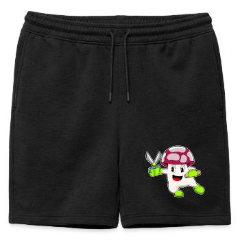 Ciseaux de coiffeur aux champignons - Short de survêtement homme premium - noir - Devant - AI Model Male 178 light (178cm)