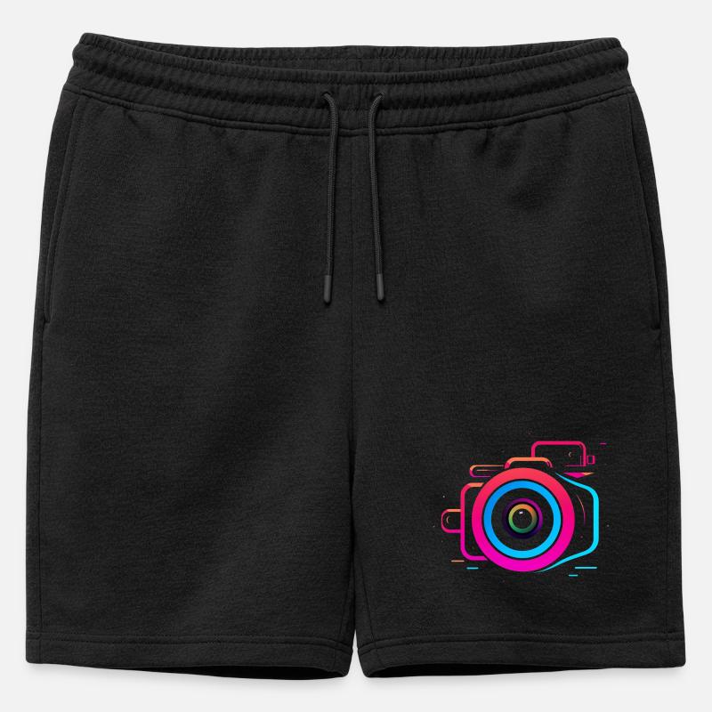 Kamera Synthwave Stil - Männer Premium Organic Sweatshorts - Schwarz