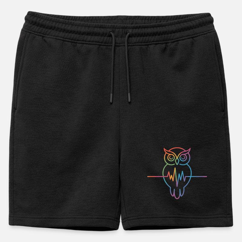 Regenbogen Eule Herzschlag Design - Männer Premium Organic Sweatshorts - Schwarz