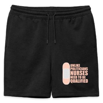 Contrairement aux politiciens, les infirmières doivent être qualifiées - Short de survêtement homme premium - noir - Devant - AI Model Male 178 light (178cm)