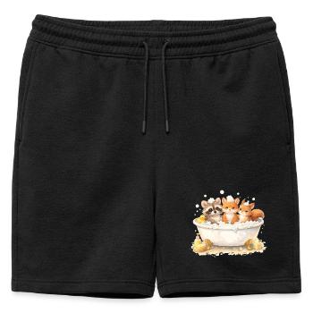 Illustration de la baignée d’animaux de la forêt mignons - Short de survêtement homme premium - noir - Devant - AI Model Male 178 light (178cm)