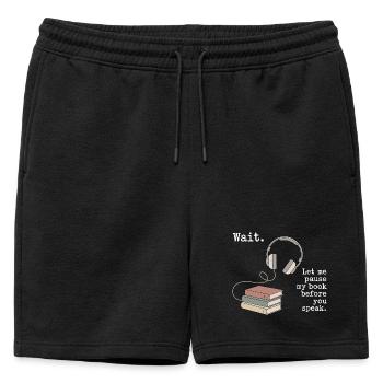 Livre audio, casque, livres - Short de survêtement homme premium - noir - Devant - AI Model Male 178 light (178cm)