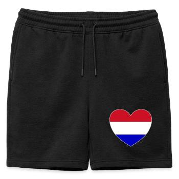 Cœur du drapeau de la Hollande - Short de survêtement homme premium - noir - Devant - AI Model Male 178 light (178cm)