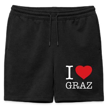 I LOVE GRAZ Austria Österreich - Mens' Premium Organic Sweatshorts - black - Front - AI Model Male 178 light (178cm)