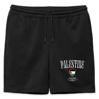 Palestine, design minimaliste élégant - Short de survêtement homme premium - noir - Devant - AI Model Male 178 light (178cm)