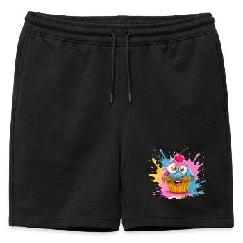 Cupcake coloré aux yeux globuleux - Short de survêtement homme premium - noir - Devant - AI Model Male 178 light (178cm)