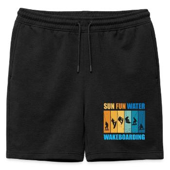 Soleil, Plaisir, Eau, Wakeboard - Short de survêtement homme premium - noir - Devant - AI Model Male 178 light (178cm)