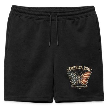 America 250 Papillon Vintage | Fête Nationale USA - Short de survêtement homme premium - noir - Devant - AI Model Male 178 light (178cm)