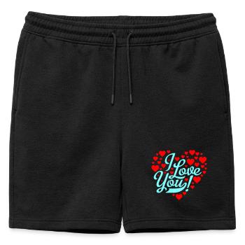 i love you - Short de survêtement homme premium - noir - Devant - AI Model Male 178 light (178cm)