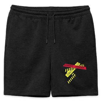 verschiedene Absperrbänder Gefahr und Vorsicht - Männer Premium Organic Sweatshorts - Schwarz - Vorne - AI Model Male 178 light (178cm)