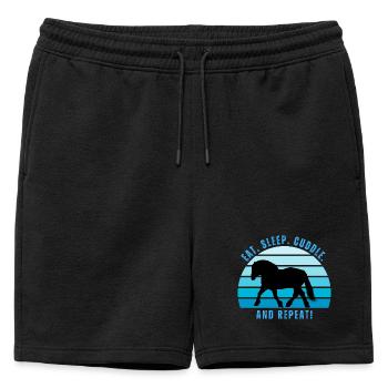 Kaltblut im Trob - Coucher de soleil dans un style rétro - Short de survêtement homme premium - noir - Devant - AI Model Male 178 light (178cm)