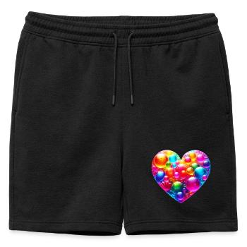 Coeur coloré - Short de survêtement homme premium - noir - Devant - AI Model Male 178 light (178cm)