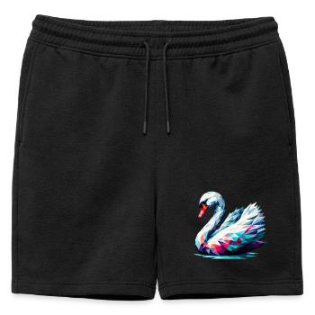 Polygonal Swan - Mens' Premium Organic Sweatshorts - black - Front - AI Model Male 178 light (178cm)