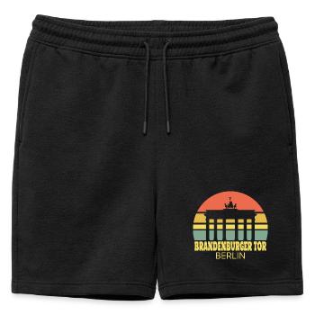 Brandenburger Tor Berlin Retro Silhouette - Mens' Premium Organic Sweatshorts - black - Front - AI Model Male 178 light (178cm)