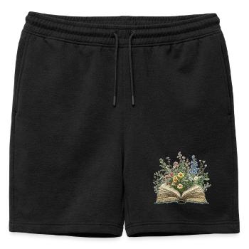 Livre fleuri - Short de survêtement homme premium - noir - Devant - AI Model Male 178 light (178cm)