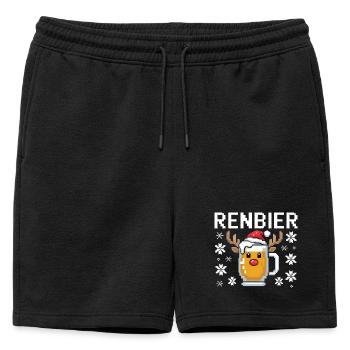 Weihnachtsbier Rentierbecher - Männer Premium Organic Sweatshorts - Schwarz - Vorne - AI Model Male 178 light (178cm)