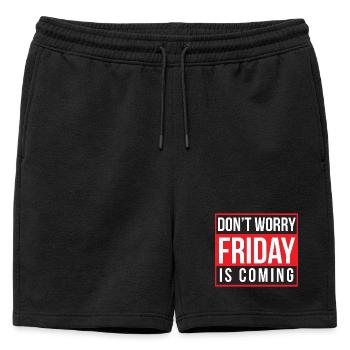 Ne t’inquiète pas, vendredi arrive - Short de survêtement homme premium - noir - Devant - AI Model Male 178 light (178cm)
