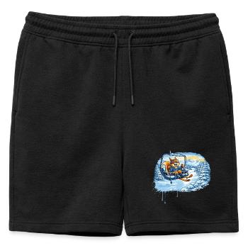 Funny squirrel in the ski lift – winter fun motif - Mens' Premium Organic Sweatshorts - black - Front - AI Model Male 178 light (178cm)