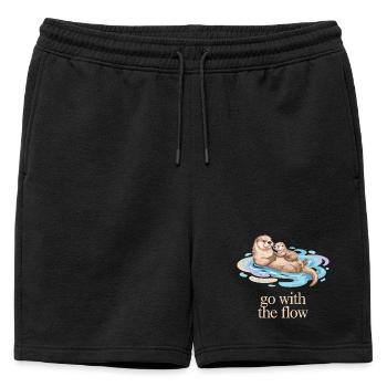 Otter Family Go with the Flow - Mens' Premium Organic Sweatshorts - black - Front - AI Model Male 178 light (178cm)