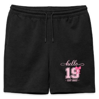 Bonjour 19 Est 2007 Designer pour l’anniversaire des femmes - Short de survêtement homme premium - noir - Devant - AI Model Male 178 light (178cm)
