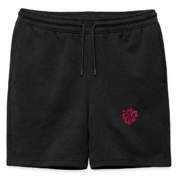 Flower embroidered - Mens' Premium Organic Sweatshorts - black - Front - AI Model Male 178 light (178cm)