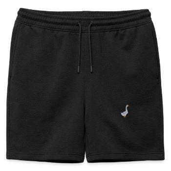 Goose embroidered - Mens' Premium Organic Sweatshorts - black - Front - AI Model Male 178 light (178cm)