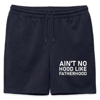 Ain't no hood like fatherhood - Mens' Premium Organic Sweatshorts - navy - Front - AI Model Male 178 light (178cm)