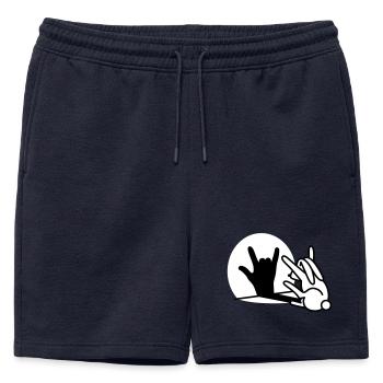 Rabbit shadow hand ROCK music HARD ROCK fan - Mens' Premium Organic Sweatshorts - navy - Front - AI Model Male 178 light (178cm)