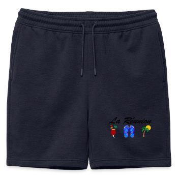 Tee shirt La réunion soleil rhum océan plage - Short de survêtement homme premium - bleu marine - Devant - AI Model Male 178 light (178cm)