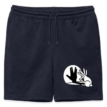 Kaninche Ombre Main Salutation volcanique trekkie - Short de survêtement homme premium - bleu marine - Devant - AI Model Male 178 light (178cm)