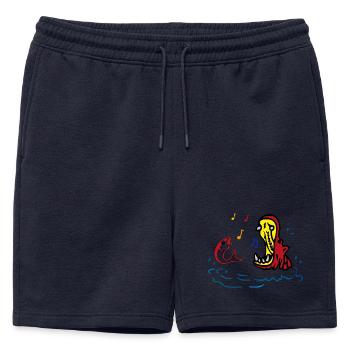 L’hippopotame et le poisson chantent en duo - Short de survêtement homme premium - bleu marine - Devant - AI Model Male 178 light (178cm)