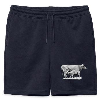 Don d’un fermier vache avec veau - Short de survêtement homme premium - bleu marine - Devant - AI Model Male 178 light (178cm)