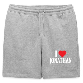 Name T-Shirt I love Jonathan T-Shirt Geschenkidee - Männer Premium Organic Sweatshorts - Grau meliert - Vorne - AI Model Male 178 light (178cm)