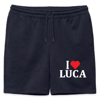 nom du t-shirt J’adore Luca idée cadeau t-shirt - Short de survêtement homme premium - bleu marine - Devant - AI Model Male 178 light (178cm)