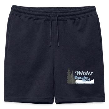 Arbres au pays des merveilles d’hiver - Short de survêtement homme premium - bleu marine - Devant - AI Model Male 178 light (178cm)