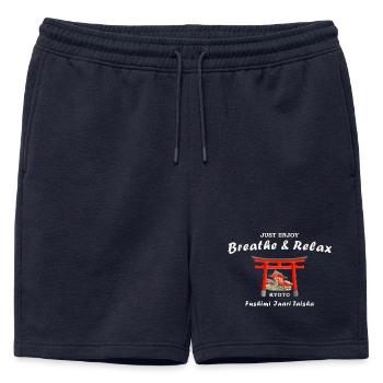 Kyoto, Japon, dessin de porte Fushimi Inari Taisha - Short de survêtement homme premium - bleu marine - Devant - AI Model Male 178 light (178cm)