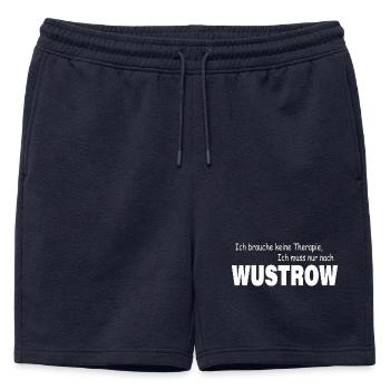 Therapie WUSTROW - Männer Premium Organic Sweatshorts - Navy - Vorne - AI Model Male 178 light (178cm)