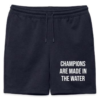 Les champions se font dans l’eau - Short de survêtement homme premium - bleu marine - Devant - AI Model Male 178 light (178cm)