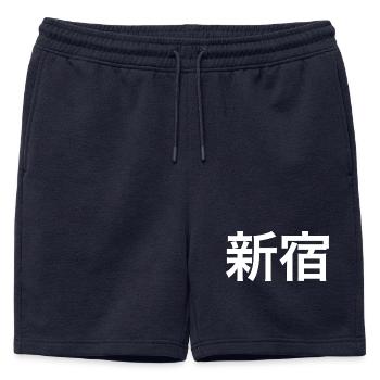 Shinjuku Tokyo kanji - Short de survêtement homme premium - bleu marine - Devant - AI Model Male 178 light (178cm)