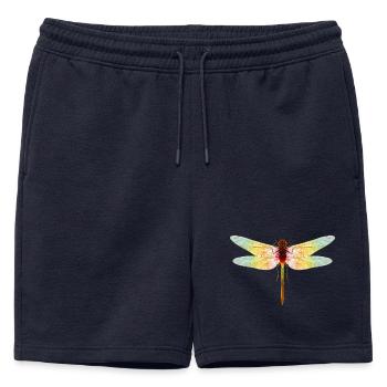 Iridescent Dragonfly – Filigree Insect Motif - Mens' Premium Organic Sweatshorts - navy - Front - AI Model Male 178 light (178cm)