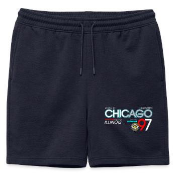 Chicago Sport City Typography Design - Mens' Premium Organic Sweatshorts - navy - Front - AI Model Male 178 light (178cm)