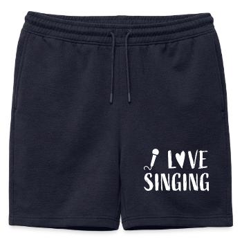 J’aime chanter - Musique Musicien Chanteur - Short de survêtement homme premium - bleu marine - Devant - AI Model Male 178 light (178cm)