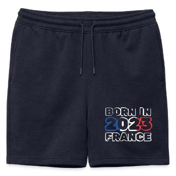 2023 - Short de survêtement homme premium - bleu marine - Devant - AI Model Male 178 light (178cm)